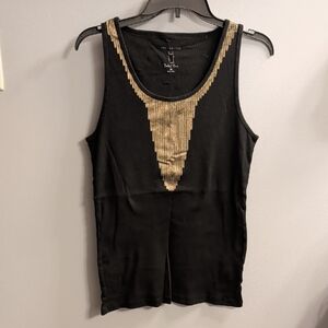 🍉The Limited Black Tank Top with Gold Accents